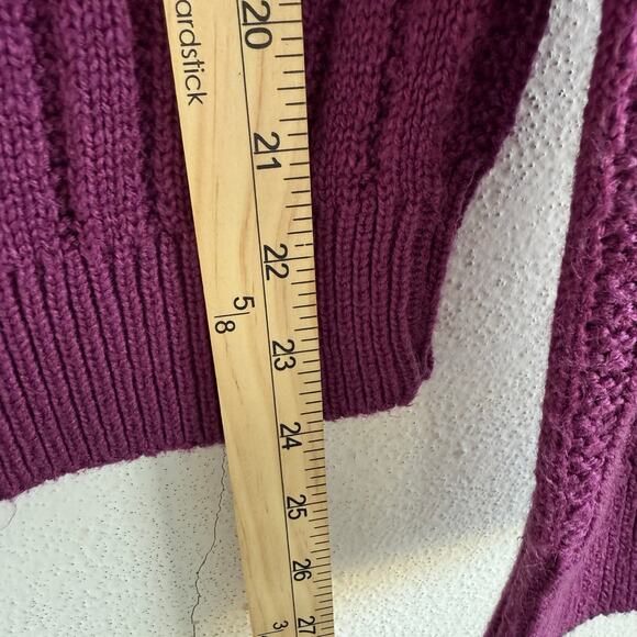 Vtg 80s Sweater Chunky Cable Knit Pullover Berry Cozy Cottagecore Womens M - Picture 7 of 7